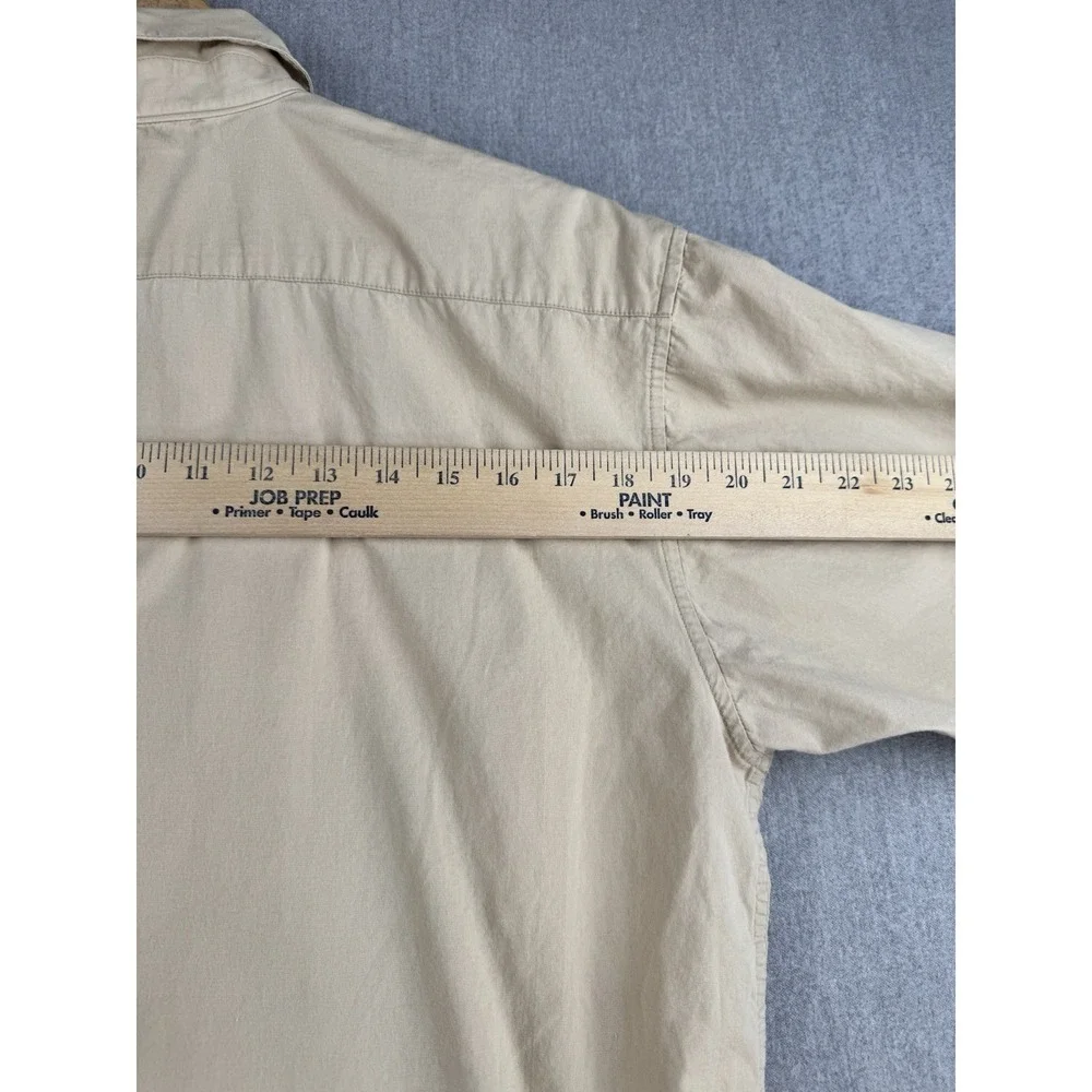 Salty G Men XL Beige Embroidered Button‎ Front Camp Shirt Cotton Casual Vacation